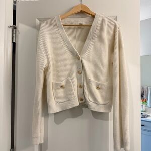 H&M Cream Women's Cardigan with Gold Buttons